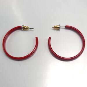 Red Open Hoop Earrings, Bold Modern Minimalist Statement Jewelry for Women